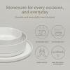 imageoverampampback 16Piece Stackable Dinnerware Dish Set  Stoneware Dishes  Includes 4 Dinner Plates 4 Salad Plates 4 Cereal Bowls and 4 Dinner Bowls  AllOccasion Place Settings  SemiMatte CharcoalGlossy White