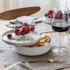 imageoverampampback 16Piece Stackable Dinnerware Dish Set  Stoneware Dishes  Includes 4 Dinner Plates 4 Salad Plates 4 Cereal Bowls and 4 Dinner Bowls  AllOccasion Place Settings  SemiMatte CharcoalGlossy White
