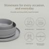 imageoverampampback 16Piece Stackable Dinnerware Dish Set  Stoneware Dishes  Includes 4 Dinner Plates 4 Salad Plates 4 Cereal Bowls and 4 Dinner Bowls  AllOccasion Place Settings  SemiMatte CharcoalCharcoal