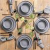 imageoverampampback 16Piece Stackable Dinnerware Dish Set  Stoneware Dishes  Includes 4 Dinner Plates 4 Salad Plates 4 Cereal Bowls and 4 Dinner Bowls  AllOccasion Place Settings  SemiMatte CharcoalCharcoal