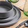 imageoverampampback 16Piece Stackable Dinnerware Dish Set  Stoneware Dishes  Includes 4 Dinner Plates 4 Salad Plates 4 Cereal Bowls and 4 Dinner Bowls  AllOccasion Place Settings  SemiMatte CharcoalCharcoal
