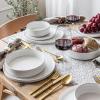 imageoverampampback 16Piece Stackable Dinnerware Dish Set  Stoneware Dishes  Includes 4 Dinner Plates 4 Salad Plates 4 Cereal Bowls and 4 Dinner Bowls  AllOccasion Place Settings  SemiMatte CharcoalGlossy White
