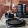 imageoverampampback 16Piece Stackable Dinnerware Dish Set  Stoneware Dishes  Includes 4 Dinner Plates 4 Salad Plates 4 Cereal Bowls and 4 Dinner Bowls  AllOccasion Place Settings  SemiMatte CharcoalBlack