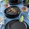 imageoverampampback 16Piece Stackable Dinnerware Dish Set  Stoneware Dishes  Includes 4 Dinner Plates 4 Salad Plates 4 Cereal Bowls and 4 Dinner Bowls  AllOccasion Place Settings  SemiMatte CharcoalBlack
