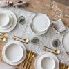 imageoverampampback 16Piece Stackable Dinnerware Dish Set  Stoneware Dishes  Includes 4 Dinner Plates 4 Salad Plates 4 Cereal Bowls and 4 Dinner Bowls  AllOccasion Place Settings  SemiMatte CharcoalGlossy White