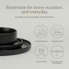 imageoverampampback 16Piece Stackable Dinnerware Dish Set  Stoneware Dishes  Includes 4 Dinner Plates 4 Salad Plates 4 Cereal Bowls and 4 Dinner Bowls  AllOccasion Place Settings  SemiMatte CharcoalBlack