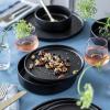 imageoverampampback 16Piece Stackable Dinnerware Dish Set  Stoneware Dishes  Includes 4 Dinner Plates 4 Salad Plates 4 Cereal Bowls and 4 Dinner Bowls  AllOccasion Place Settings  SemiMatte CharcoalBlack
