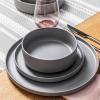 imageoverampampback 16Piece Stackable Dinnerware Dish Set  Stoneware Dishes  Includes 4 Dinner Plates 4 Salad Plates 4 Cereal Bowls and 4 Dinner Bowls  AllOccasion Place Settings  SemiMatte CharcoalCharcoal