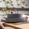 imageoverampampback 16Piece Stackable Dinnerware Dish Set  Stoneware Dishes  Includes 4 Dinner Plates 4 Salad Plates 4 Cereal Bowls and 4 Dinner Bowls  AllOccasion Place Settings  SemiMatte CharcoalCharcoal