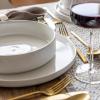 imageoverampampback 16Piece Stackable Dinnerware Dish Set  Stoneware Dishes  Includes 4 Dinner Plates 4 Salad Plates 4 Cereal Bowls and 4 Dinner Bowls  AllOccasion Place Settings  SemiMatte CharcoalGlossy White