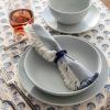 imageoverampampback Coupe Dinnerware Set  Stoneware Dishes  Comes with 4 Dinner Plates 4 Cereal Bowls and 4 Dinner Bowls  12Piece AllOccasion Place Settings  SemiMatte BlackFog Blue