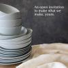 imageoverampampback Coupe Dinnerware Set  Stoneware Dishes  Comes with 4 Dinner Plates 4 Cereal Bowls and 4 Dinner Bowls  12Piece AllOccasion Place Settings  SemiMatte BlackFog Blue