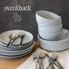 imageoverampampback Coupe Dinnerware Set  Stoneware Dishes  Comes with 4 Dinner Plates 4 Cereal Bowls and 4 Dinner Bowls  12Piece AllOccasion Place Settings  SemiMatte BlackFog Blue