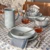 imageoverampampback Coupe Dinnerware Set  Stoneware Dishes  Comes with 4 Dinner Plates 4 Cereal Bowls and 4 Dinner Bowls  12Piece AllOccasion Place Settings  SemiMatte BlackFog Blue