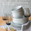 imageoverampampback Coupe Dinnerware Set  Stoneware Dishes  Comes with 4 Dinner Plates 4 Cereal Bowls and 4 Dinner Bowls  12Piece AllOccasion Place Settings  SemiMatte Fog Blue