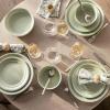 imageoverampampback Rim Dinnerware Set  Stoneware Dishes  Comes with 4 Dinner Plates 4 Cereal Bowls and 4 Dinner Bowls  12Piece AllOccasion Place Settings  Serves Four  SemiMatte SageSage