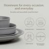 imageoverampampback Rim Dinnerware Set  Stoneware Dishes  Comes with 4 Dinner Plates 4 Cereal Bowls and 4 Dinner Bowls  12Piece AllOccasion Place Settings  Serves Four  SemiMatte SageCharcoal