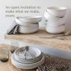 imageoverampampback Rim Dinnerware Set  Stoneware Dishes  Comes with 4 Dinner Plates 4 Cereal Bowls and 4 Dinner Bowls  12Piece AllOccasion Place Settings  Serves Four  SemiMatte SageWhite