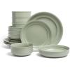 imageoverampampback Rim Dinnerware Set  Stoneware Dishes  Comes with 4 Dinner Plates 4 Cereal Bowls and 4 Dinner Bowls  12Piece AllOccasion Place Settings  Serves Four  SemiMatte SageSage