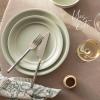 imageoverampampback Rim Dinnerware Set  Stoneware Dishes  Comes with 4 Dinner Plates 4 Cereal Bowls and 4 Dinner Bowls  12Piece AllOccasion Place Settings  Serves Four  SemiMatte SageSage