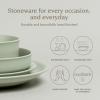 imageoverampampback Rim Dinnerware Set  Stoneware Dishes  Comes with 4 Dinner Plates 4 Cereal Bowls and 4 Dinner Bowls  12Piece AllOccasion Place Settings  Serves Four  SemiMatte SageSage