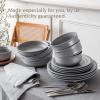 imageoverampampback Rim Dinnerware Set  Stoneware Dishes  Comes with 4 Dinner Plates 4 Cereal Bowls and 4 Dinner Bowls  12Piece AllOccasion Place Settings  Serves Four  SemiMatte SageCharcoal