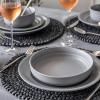 imageoverampampback Rim Dinnerware Set  Stoneware Dishes  Comes with 4 Dinner Plates 4 Cereal Bowls and 4 Dinner Bowls  12Piece AllOccasion Place Settings  Serves Four  SemiMatte SageCharcoal