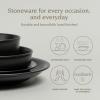 imageoverampampback Rim Dinnerware Set  Stoneware Dishes  Comes with 4 Dinner Plates 4 Cereal Bowls and 4 Dinner Bowls  12Piece AllOccasion Place Settings  Serves Four  SemiMatte SageBlack