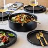 imageoverampampback Stackable Serving Bowl  Stoneware Dishes  AllOccasion Place Settings  Perfect for Salads Pastas and More  101quot x 101quot x 32quot  SemiMatte BlackBlack