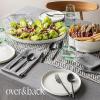 imageoverampampback Stackable Stoneware Serving Platter  Elegant 1Piece Oval Serving Platter to Complete Your Kitchen Set  Perfect for Appetizers Desserts and More  16quot L x 11quot W  Glossy WhiteGlossy White