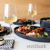 imageoverampampback Stackable Stoneware Serving Platter  Elegant 1Piece Oval Serving Platter to Complete Your Kitchen Set  Perfect for Appetizers Desserts and More  16quot L x 11quot W  Glossy WhiteBlack