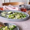 imageoverampampback Stackable Stoneware Serving Platter  Elegant 1Piece Oval Serving Platter to Complete Your Kitchen Set  Perfect for Appetizers Desserts and More  16quot L x 11quot W  Glossy WhiteCharcoal