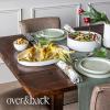 imageoverampampback Stackable Stoneware Serving Platter  Elegant 1Piece Oval Serving Platter to Complete Your Kitchen Set  Perfect for Appetizers Desserts and More  16quot L x 11quot W  Glossy WhiteWhite