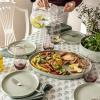 imageoverampampback Stackable Stoneware Serving Platter  Elegant 1Piece Oval Serving Platter to Complete Your Kitchen Set  Perfect for Appetizers Desserts and More  16quot L x 11quot W  Glossy WhiteSage