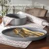 imageoverampampback Stackable Stoneware Serving Platter  Elegant 1Piece Oval Serving Platter to Complete Your Kitchen Set  Perfect for Appetizers Desserts and More  16quot L x 11quot W  Glossy WhiteCharcoal