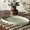 imageoverampampback Stackable Stoneware Serving Platter  Elegant 1Piece Oval Serving Platter to Complete Your Kitchen Set  Perfect for Appetizers Desserts and More  16quot L x 11quot W  Glossy WhiteSage
