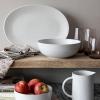imageoverampampback Stoneware Large Footed Food Bowl  Kitchen and Dining Room Stand Perfect for Fruit Bread Candy and More  11quot D x 49quot H  23 Quarts  SemiMatte WhiteWhite