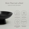 imageoverampampback Stoneware Large Footed Food Bowl  Kitchen and Dining Room Stand Perfect for Fruit Bread Candy and More  11quot D x 49quot H  23 Quarts  SemiMatte WhiteBlack
