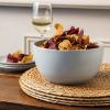 imageoverampampback Stoneware Large Footed Food Bowl  Kitchen and Dining Room Stand Perfect for Fruit Bread Candy and More  11quot D x 49quot H  23 Quarts  SemiMatte WhiteFog Blue