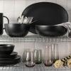 imageoverampampback Stoneware Large Footed Food Bowl  Kitchen and Dining Room Stand Perfect for Fruit Bread Candy and More  11quot D x 49quot H  23 Quarts  SemiMatte WhiteBlack