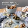 imageoverampampback Stoneware Large Footed Food Bowl  Kitchen and Dining Room Stand Perfect for Fruit Bread Candy and More  11quot D x 49quot H  23 Quarts  SemiMatte WhiteFog Blue