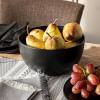imageoverampampback Stoneware Large Footed Food Bowl  Kitchen and Dining Room Stand Perfect for Fruit Bread Candy and More  11quot D x 49quot H  23 Quarts  SemiMatte WhiteBlack