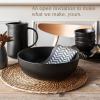imageoverampampback Stoneware Large Footed Food Bowl  Kitchen and Dining Room Stand Perfect for Fruit Bread Candy and More  11quot D x 49quot H  23 Quarts  SemiMatte WhiteBlack
