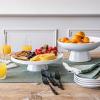 imageoverampampback Stoneware Large Footed Food Bowl  Kitchen and Dining Room Stand Perfect for Fruit Bread Candy and More  11quot D x 49quot H  23 Quarts  SemiMatte WhiteWhite
