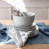 imageoverampampback Stoneware Large Footed Food Bowl  Kitchen and Dining Room Stand Perfect for Fruit Bread Candy and More  11quot D x 49quot H  23 Quarts  SemiMatte WhiteFog Blue
