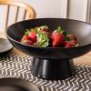 imageoverampampback Stoneware Large Footed Food Bowl  Kitchen and Dining Room Stand Perfect for Fruit Bread Candy and More  11quot D x 49quot H  23 Quarts  SemiMatte WhiteBlack