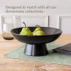 imageoverampampback Stoneware Large Footed Food Bowl  Kitchen and Dining Room Stand Perfect for Fruit Bread Candy and More  11quot D x 49quot H  23 Quarts  SemiMatte WhiteBlack