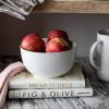 imageoverampampback Stoneware Large Footed Food Bowl  Kitchen and Dining Room Stand Perfect for Fruit Bread Candy and More  11quot D x 49quot H  23 Quarts  SemiMatte WhiteWhite