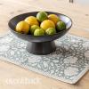 imageoverampampback Stoneware Large Footed Food Bowl  Kitchen and Dining Room Stand Perfect for Fruit Bread Candy and More  11quot D x 49quot H  23 Quarts  SemiMatte WhiteBlack