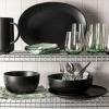 imageoverampampback Stoneware Large Footed Food Bowl  Kitchen and Dining Room Stand Perfect for Fruit Bread Candy and More  11quot D x 49quot H  23 Quarts  SemiMatte WhiteBlack